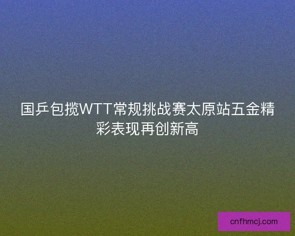 国乒包揽WTT常规挑战赛太原站五金精彩表现再创新高