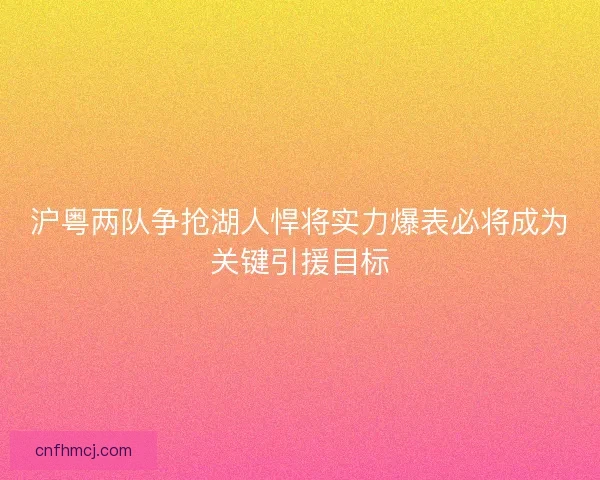 沪粤两队争抢湖人悍将实力爆表必将成为关键引援目标 沪粤两队争抢湖人悍将实力爆表必将成为关键引援目标