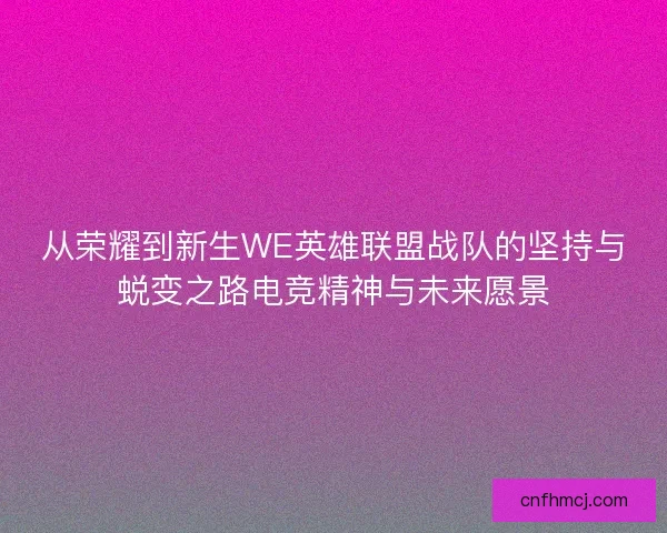 从荣耀到新生WE英雄联盟战队的坚持与蜕变之路电竞精神与未来愿景
